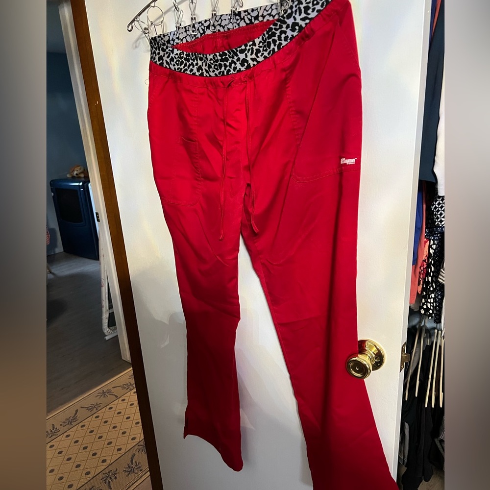 Grey's Anatomy Sz Large dark red scrub pants- elastic waist w/ drawstring